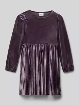 Приталенное бархатное платье с плиссированной юбкой s.Oliver RED LABEL, фиолетовый