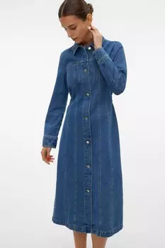 Приталенное джинсовое платье рубашка Vero Moda, синий