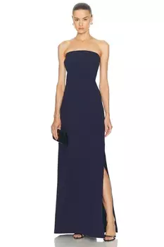 Приталенное махровое платье без бретелек с разрезом по бокам Norma Kamali, цвет True Navy