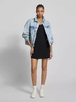 Приталенное мини-платье из чистого хлопка Tommy Jeans, черный