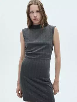 Приталенное мини- платье marshal с высоким воротом Mango, серый