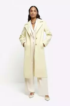 Приталенное пальто длинного кроя River Island, желтый