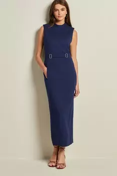 Приталенное платье без рукавов с приподнятым понте Next, синий