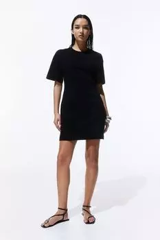 Приталенное платье-футболка H&M, черный