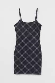 Приталенное платье H&M, черный/сетка