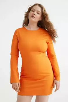 Приталенное платье H&M, оранжевый