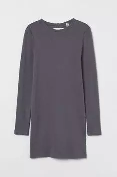 Приталенное платье из джерси H&M, темно-серый