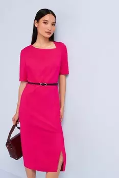 Приталенное платье миди с поясом Next, розовый