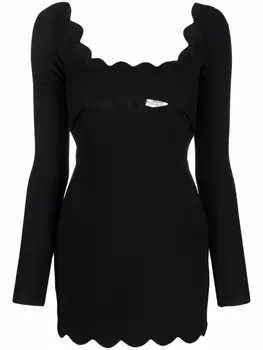 Приталенное платье мини с фестонами Saint Laurent, черный