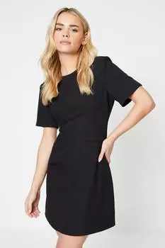 Приталенное платье прямого кроя для миниатюрных размеров с половиной рукавом Dorothy Perkins, черный