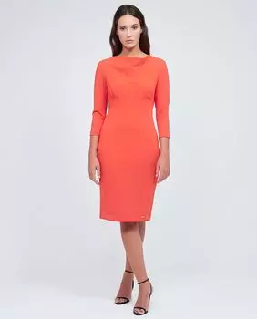 Приталенное платье с асимметричным вырезом Calvin Klein, красный