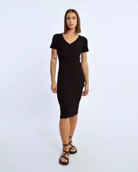 Приталенное платье с короткими рукавами Lili Sidonio, чёрный