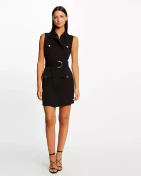 Приталенное платье с молнией и поясом Morgan, черный