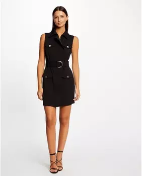 Приталенное платье с молнией и поясом Morgan, черный