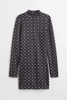 Приталенное платье с монограммным принтом H&amp;M, черный/монограмма