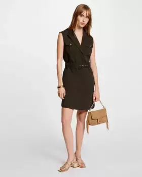 Приталенное платье с поясом Morgan, темно-зеленый