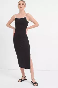 Приталенное платье с разрезом по бокам Tommy Jeans, черный