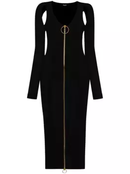 Приталенное платье с вырезами BALMAIN, черный