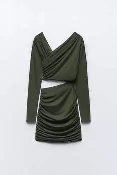 Приталенное платье с вырезами ZARA, хаки