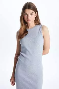 Приталенное платье в рубчик Lc Waikiki, серый