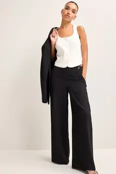 Приталенные брюки из крепа с очень широкими штанинами Next, черный
