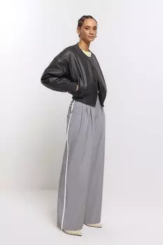 Приталенные брюки с полосками по бокам River Island, серый