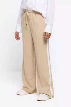 Приталенные брюки с полосками по бокам River Island, бежевый