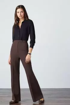 Приталенные брюки с расклешенными штанинами Next, коричневый