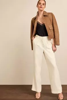 Приталенные брюки широкого кроя Next, бежевый