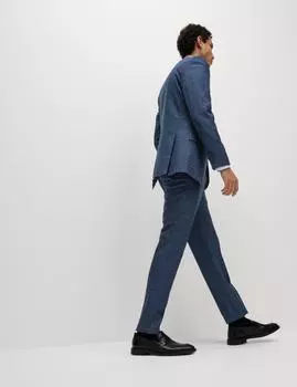 Приталенные брюки в клетку Marks & Spencer, темно-синий