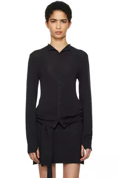 Приталенный бесшовный кардиган Lemaire, черный