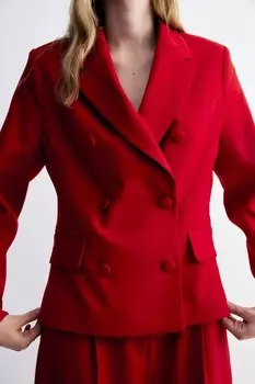 Приталенный блейзер H&M, красный