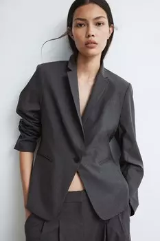 Приталенный блейзер H&M, серый