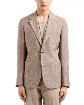 Приталенный блейзер на двух пуговицах Emporio Armani, коричневый/бежевый