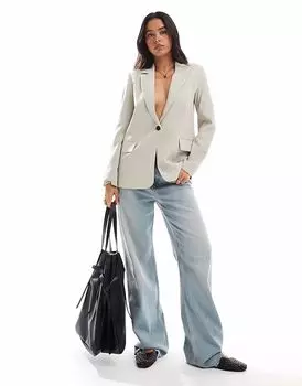 Приталенный блейзер Pull&Bear цвета экрю