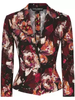 Приталенный блейзер с цветочным принтом DOLCE & GABBANA, красный