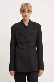 Приталенный блейзер с добавлением шерсти Fitted Blazer Remain, черный