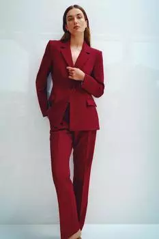 Приталенный блейзер с подплечниками ZARA, бордовый