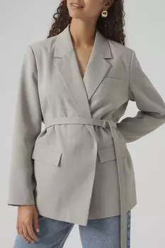 Приталенный блейзер с поясом Vero Moda, серый