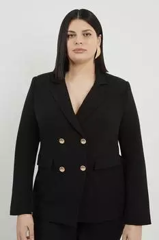 Приталенный двубортный пиджак больших размеров Karen Millen, черный