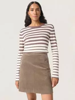 Приталенный джемпер в полоску с шипами Soaked In Luxury, цвет Brown/White