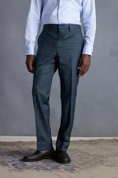 Приталенный фирменный костюм в клетку Zignone: брюки Next, синий