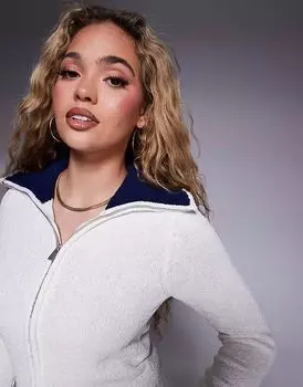 Приталенный кардиган ASOS DESIGN с молнией кремового цвета