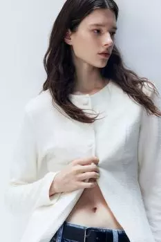 Приталенный кардиган H&M, белый