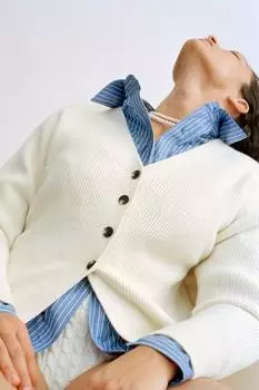 Приталенный кардиган H&M, бежевый