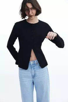 Приталенный кардиган H&M, черный