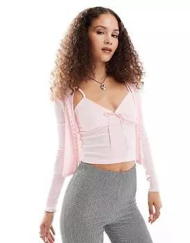 Приталенный кардиган нежно-розового цвета Daisy Street