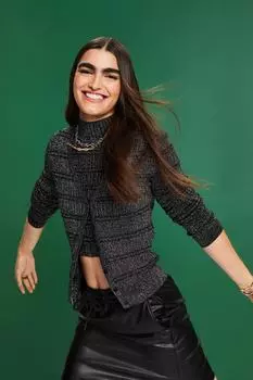 Приталенный кардиган с заостренным воротником Esprit, черный