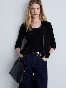 Приталенный кардиган shadowin slim fit Mango, черный