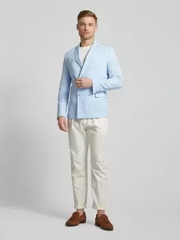 Приталенный льняной пиджак простого кроя CK Calvin Klein, светло-голубой